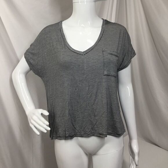 PST by Project Social T Striped V-Neck Pocket (D6) - Picture 2 of 7